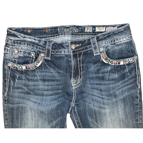 Miss Me Embellished Mid Rise Boot Jeans Size 30 - Picture 2 of 5